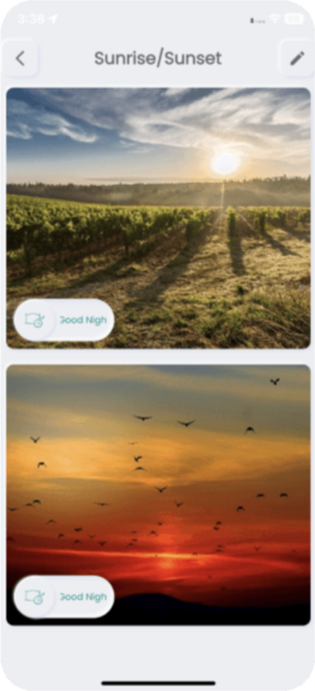Sunrise and sunset scenes